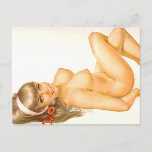 Alberto Vargas Vintages Button hoch Postkarte (Vorderseite)