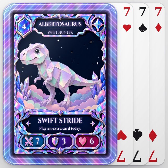 Albertosaurus-Dinosaurier, Regenbogenfolienkunst Spielkarten (Von Creator hochgeladen)