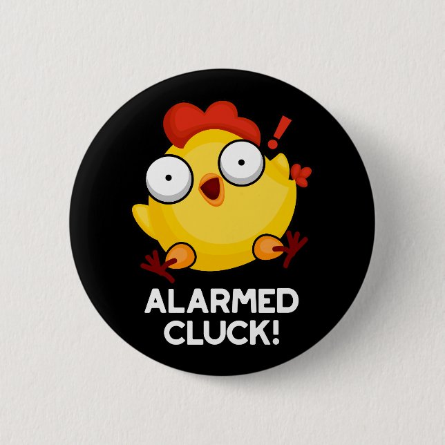Albewaffnete Cluck Funny Chicken Clock Puff Dark B Button (Vorderseite)