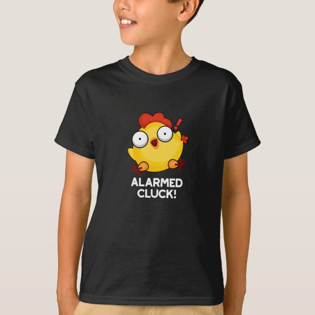 Albewaffnete Cluck Funny Chicken Clock Puff Dark B T-Shirt (Vorderseite)