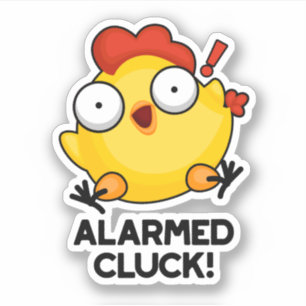 Albewaffneter Cluck Funny Chicken Clock Puff Aufkleber