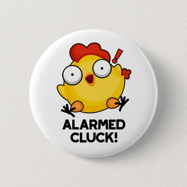 Albewaffneter Cluck Funny Chicken Clock Puff Button (Vorderseite)