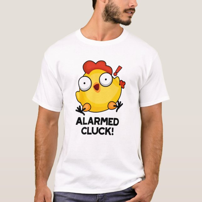 Albewaffneter Cluck Funny Chicken Clock Puff T-Shirt (Vorderseite)