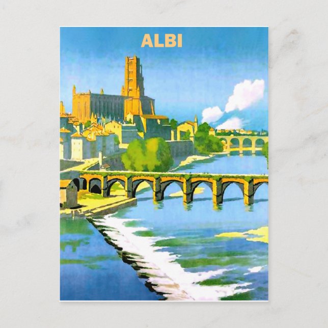 Albi, Frankreich. Brücke über den Fluss Tarn. Vint Postkarte (Vorderseite)