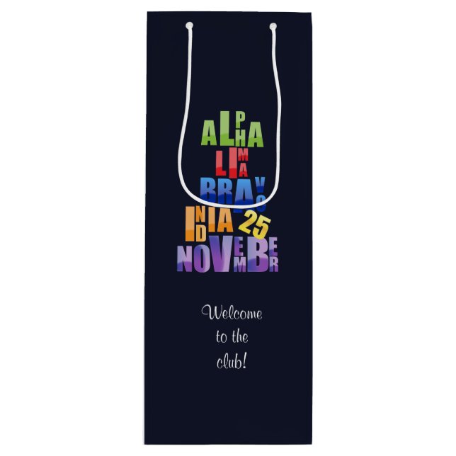 Albin 25 Phonetische Alphabet Geschenktüte Für Weinflaschen (Vorderseite)