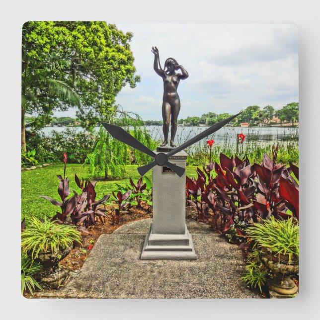 Albin Polasek Skulptur Gardens Winter Park FL Quadratische Wanduhr (Vorderseite)