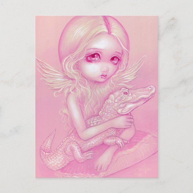 "Albino Alligator Angel" Postkarte (Vorderseite)