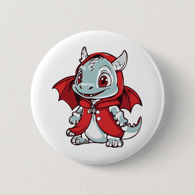 Albino-Drache in Rot Button (Vorderseite)