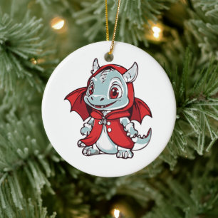 Albino-Drache in Rot Keramik Ornament