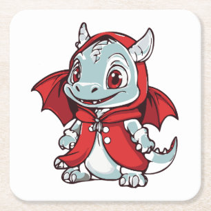 Albino-Drache in Rot Rechteckiger Pappuntersetzer