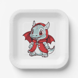 Albino Dragon in Rot Pappteller