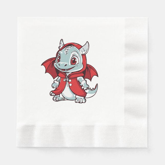 Albino Dragon in Rot Serviette (Vorderseite)