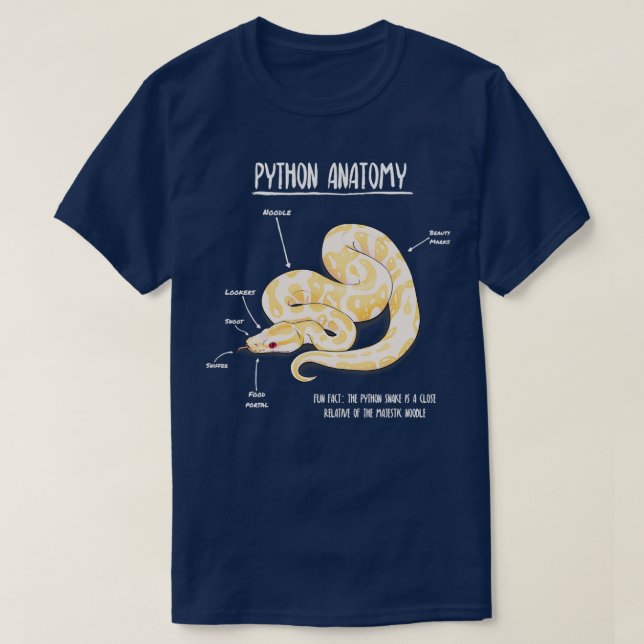 Albino Python-Anatomie  T-Shirt (Design vorne)