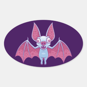 Albino Vampire Bat Ovaler Aufkleber