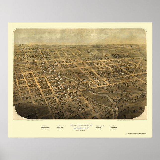 Albion, MI Panoramic Map - 1868 Poster (Vorne)