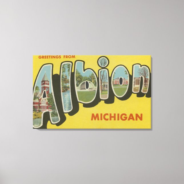 Albion, Michigan - Große Buchstabenszenen Leinwanddruck (Vorderseite)
