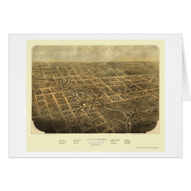 Albion, panoramische Karte MI - 1868 (Vorderseite (Horizontal))