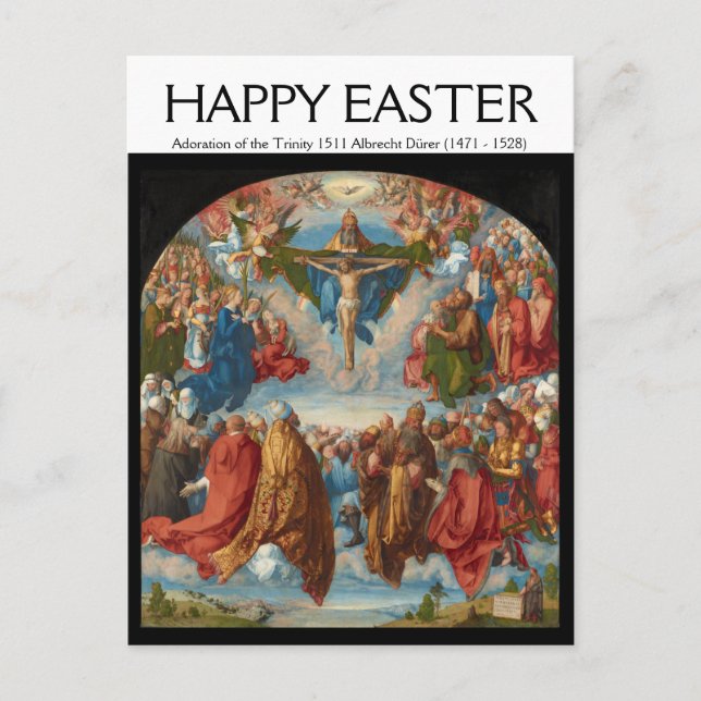 Albrecht Dürer 1511 Bewunderung der Dreifaltigkeit Postkarte (Vorderseite)