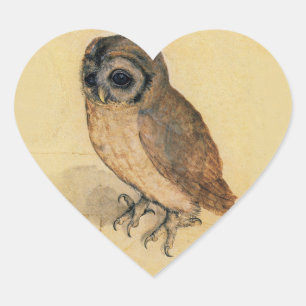 Albrecht Dürer Der kleine Uhu Herz-Aufkleber