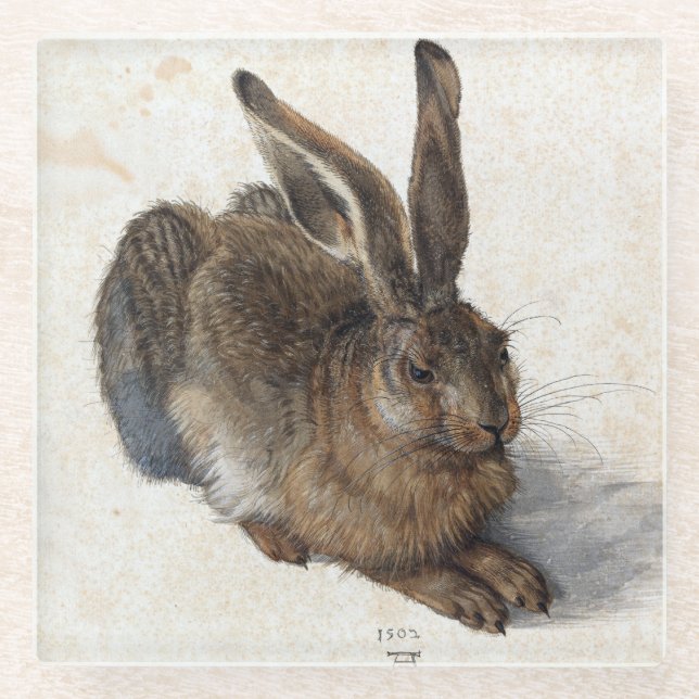 Albrecht Dürer, Junger Hase, 1502 Glasuntersetzer (Vorderseite)