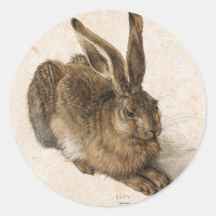 Albrecht Dürer - Junger Hase (Young Hare), 1502 Runder Aufkleber