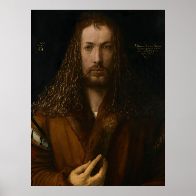 Albrecht Dürer - Selbstportrait, 1500 Poster (Vorne)