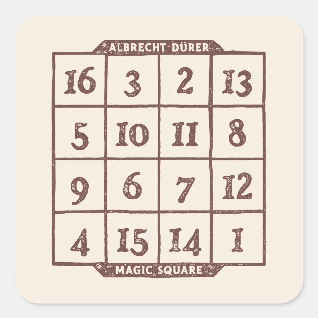 Albrecht Dürer Square Mystery Quadratischer Aufkleber (Vorderseite)