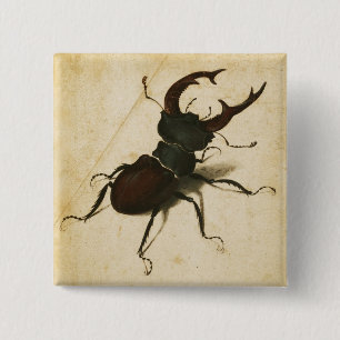 Albrecht Durer Stag Beetle Vintage Kunst der Renai Button