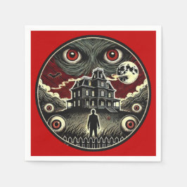 Albtraum Blick Spuk House Halloween Serviette