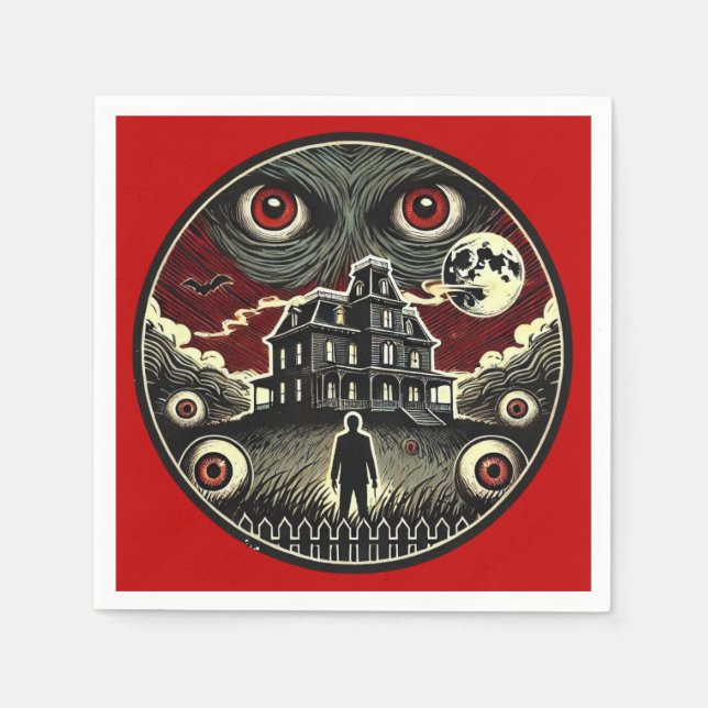 Albtraum Blick Spuk House Halloween Serviette (Vorderseite)