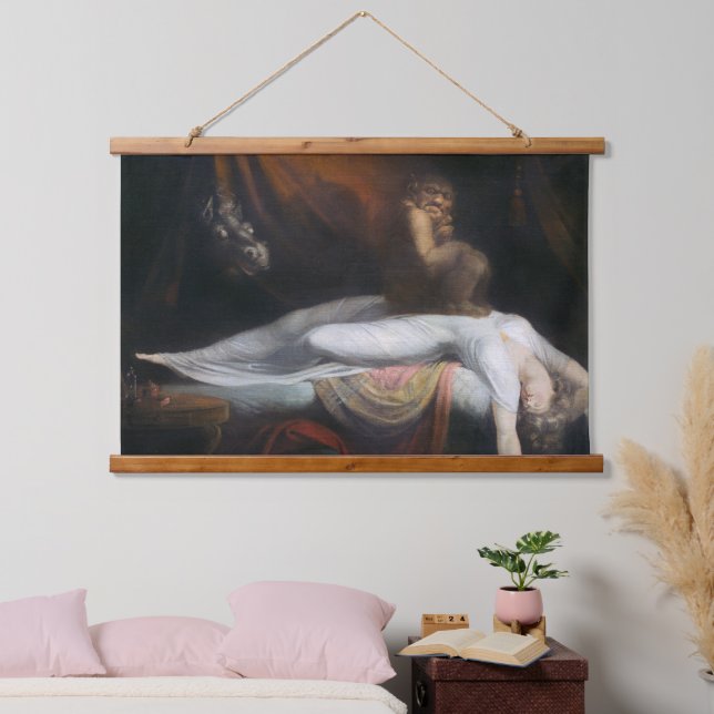 Albtraum von Henry Fuseli Gothic Macabre Dark Art Wandteppich Mit Holzrahmen (Schlafzimmer)