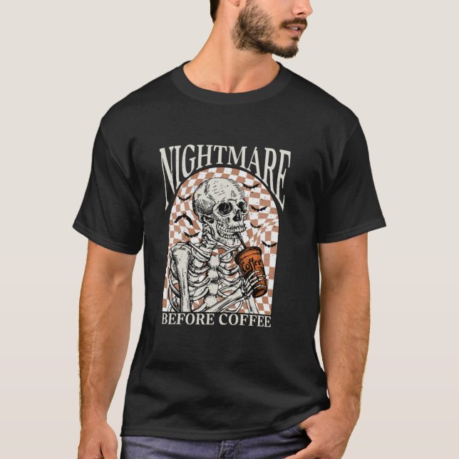 Albtraum vor Kaffeehaus Skeleton Schädel F T-Shirt (Vorderseite)