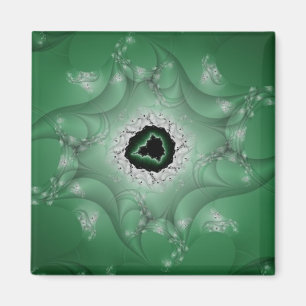 Albträume   Kunst des grünen und weißen Fraktals Magnet