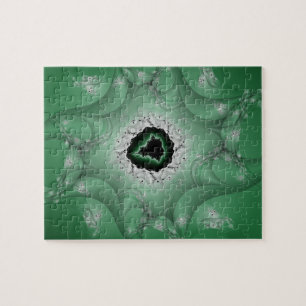 Albträume Kunst des grünen und weißen Fraktals Puzzle