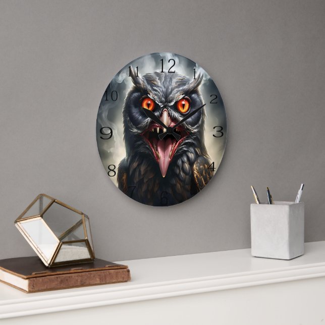 "Albtraumflügel: Das Fanged Vampire-Owl" Große Wanduhr (Büro)