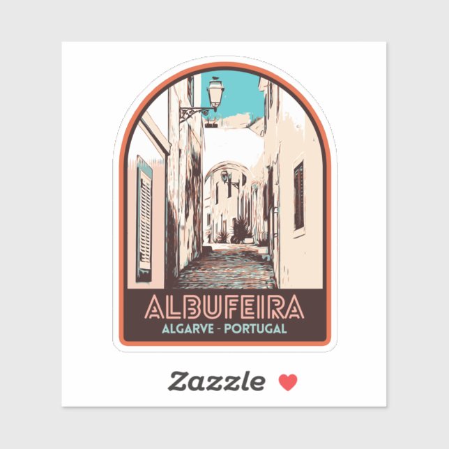 Albufeira Altstadt Illustration Algarve Portugal Aufkleber (Blatt)