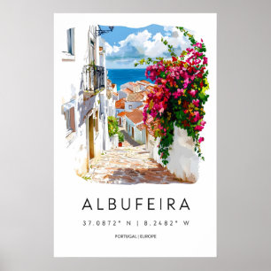 Albufeira Aquarell Vintage Reiseposter Skifahren Poster