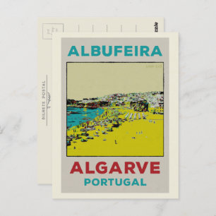 Albufeira Beach Illustration Algarve Postkarte