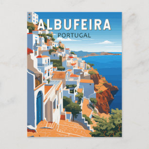 Albufeira Portugal Reise Kunst Vintage Postkarte
