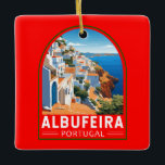 Albufeira Portugal Reisen Vintag Keramikornament<br><div class="desc">Albufeira Retro Vektor-Reise-Design. Albufeira ist eine Küstenstadt in der südlichen Algarve Region von Portugal. Es ist ein ehemaliges Fischerdorf,  das zu einem der wichtigsten Urlaubsziele geworden ist.</div>