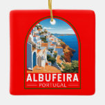 Albufeira Portugal Reisen Vintag Keramikornament<br><div class="desc">Albufeira Retro Vektor-Reise-Design. Albufeira ist eine Küstenstadt in der südlichen Algarve Region von Portugal. Es ist ein ehemaliges Fischerdorf,  das zu einem der wichtigsten Urlaubsziele geworden ist.</div>