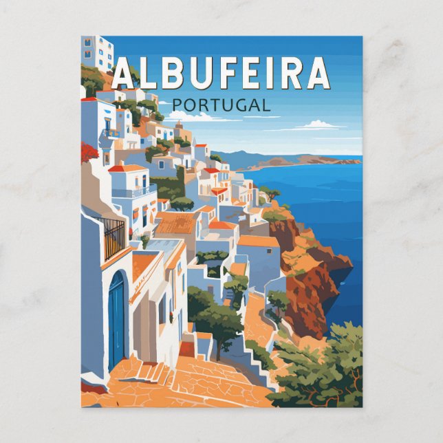 Albufeira Portugal Reisen Vintag Postkarte (Vorderseite)