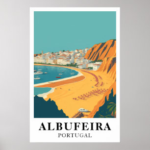 Albufeira Portugal Vintage Reise Strand Kunst Poster