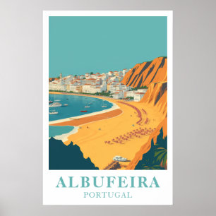 Albufeira Portugal Vintage Reise Strand Kunst Poster