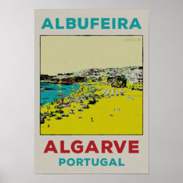 Albufeira Strand Algarve Portugal Jahrgang Reise Poster