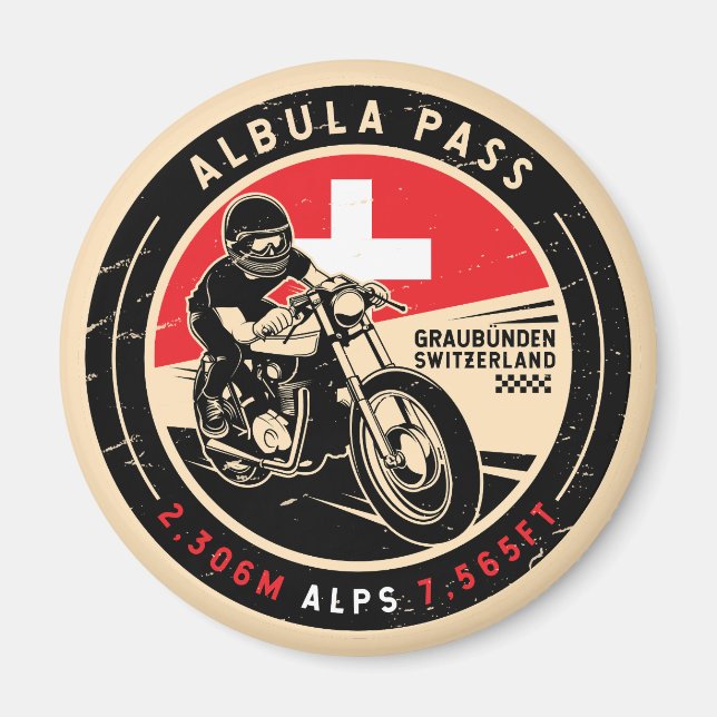 Albula Pass | Schweiz | Motorrad Magnet (Vorne)