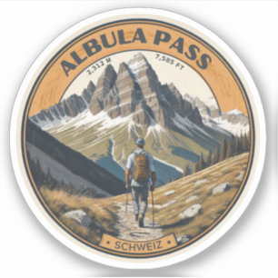 Albula-Pass Schweizer Alpen Berge wandern Aufkleber