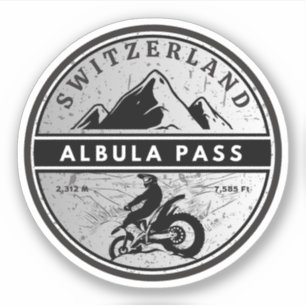 Albula-Pass Schweizer-Alpen Motorrad-Tour Aufkleber