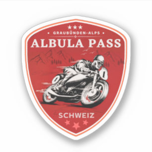 Albula Pass - Schweizer Alpen - Motorradtour Aufkleber
