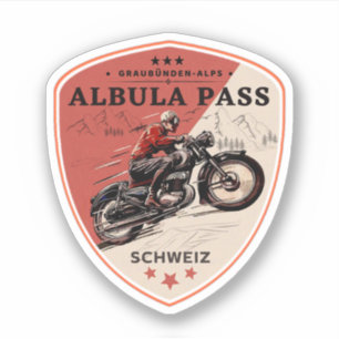 Albula Pass - Schweizer Alpen - Motorradtour Aufkleber